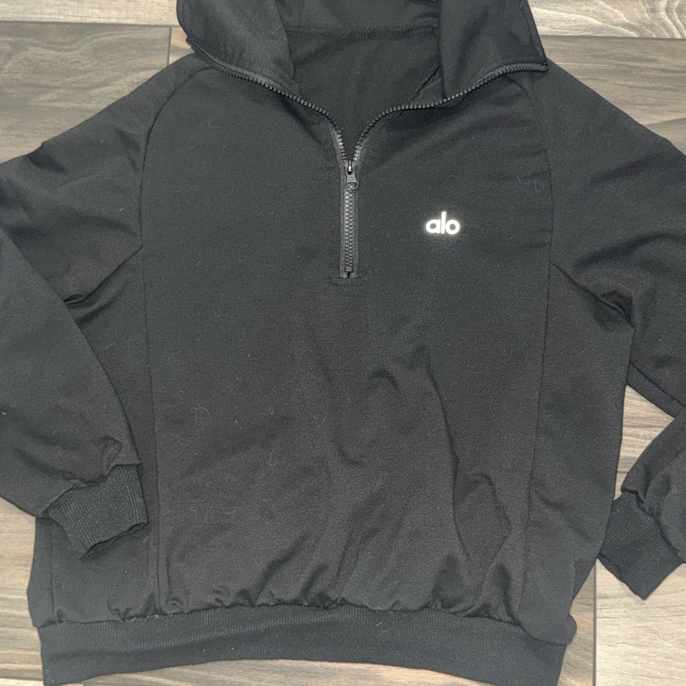 ALO Yoga Black Half-Zip Turtleneck Pullover
